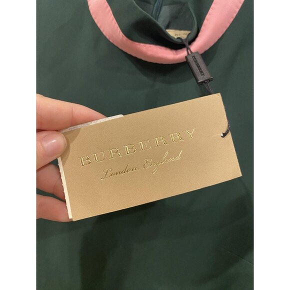 Burberry Dress Womens US 0 Dark Forest Green Zoya Pink Collar Long Sleeve Shift - Picture 3 of 6